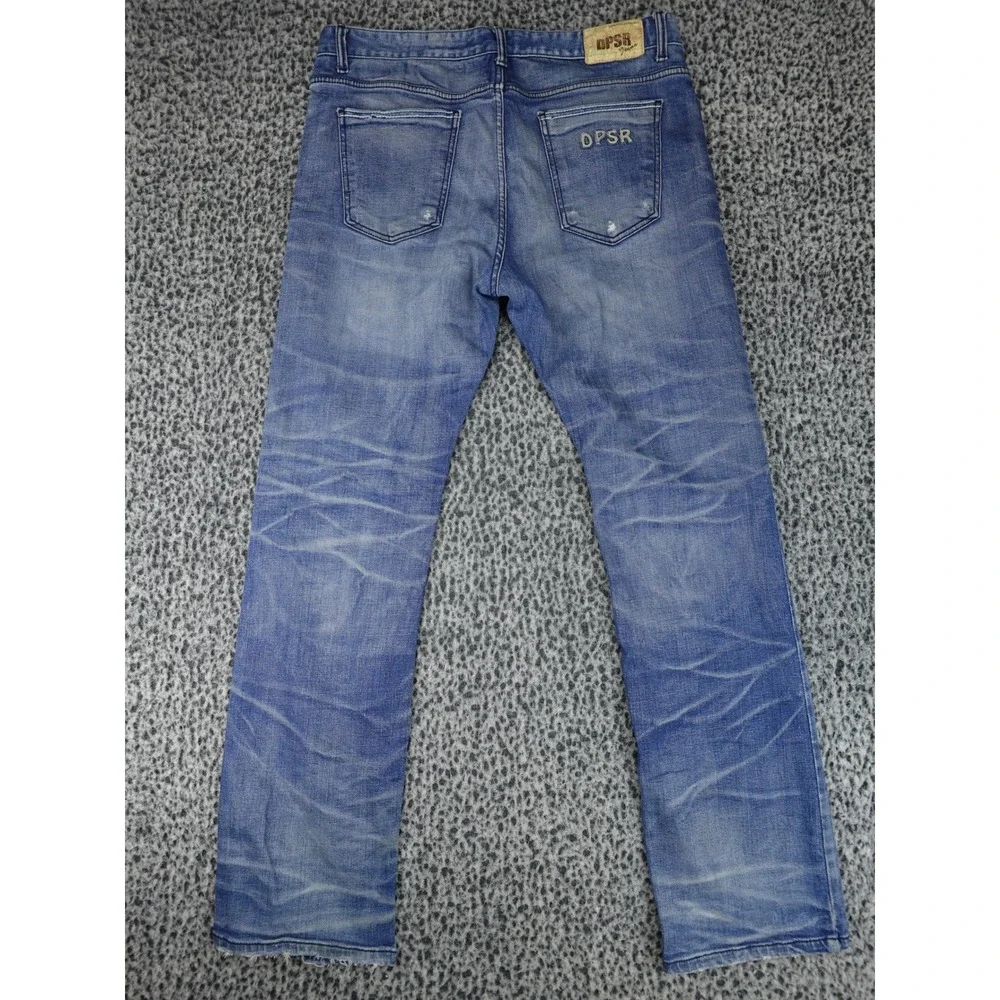 DPSR Denim Peoples Republic Jeans Mens XL Blue Straight Leg Faded Distressed